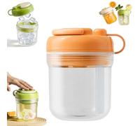 Summer Ice Cup - 3 in 1 Water Cup, Ice Cube Cups with Lid & Molds, Squeeze Ices Bottle with Handle for Coffee, Juice, Smoothie, Freezer, Travel, Gym & Home Use (Orange,380ml)