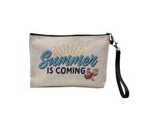 Summer is Coming - Astuccio in lino per vacanze estive e spiaggia, motivo: sole, 23,5 x 15 cm, Estate, 23.5 x 15 cm, Astuccio per il trucco