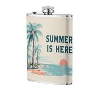Summer is Here - Fiaschetta tascabile da 237 ml, in acciaio inox, con bandierine per papà, testimone dello sposo, matrimonio, viaggi, campeggio