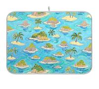 Summer Island Blu Pittura Arte Cucina Contatore Accessori Lavastoviglie Asciugatrice Piatto Stuoia di asciugatura XL Microfibra 18 x 24
