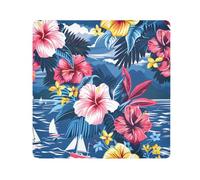 Summer Island - Panno adesivo per fotocamera tropicale, quadrato, magico, autoadesivo, per obiettivo, antigraffio, protezione per obiettivo, borsa per il trucco, 35 x 35 cm, Multicolore, 17.7x17.7in,