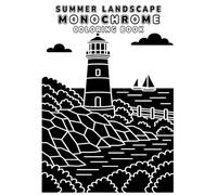 Summer Landscape Monochrome Coloring Book: 45 One-Pen Scenes of Beaches, Mountains, Forests, Flowers & Tranquil Outdoor Views