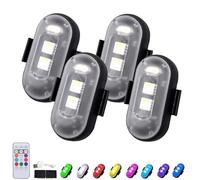 Summer LED Lights for Car,RGB Car LED Light for Summer,Wireless Remote Control LED Lights for Car,Remote Control Strobe Interior Light,8 Colors USB Charging Anti-Collision Lights for Car (4pcs)