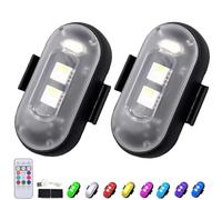 Summer LED Lights for Car,RGB Car LED Light for Summer,Wireless Remote Control LED Lights for Car,Remote Control Strobe Interior Light,8 Colors USB Charging Anti-Collision Lights for Car (2pcs)