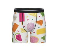 Summer Lemon Anguria Boxer da uomo a gamba lunga traspirante Stretch Trunks Ice Lolly Boxer Slip per uomo Biancheria intima Comfort Mutande, Nero , L