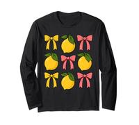 Summer Lemon Coquette Bow Aesthetic Cute Vintage Style Top Maglia a Manica