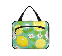 Summer Lemon Daisy Flower appeso borsa da toilette da viaggio con gancio, designer borsa medicina essenziale per il viaggio deve zaino in spalla kit de para mujer M, Summer Lemon Margherita Fiore