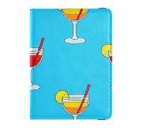 Summer Lemon Drink Blue Leather decorativo carino porta passaporto Portafoglio Combo Portafoglio Passaporto Leggero, Bevanda estiva al limone blu, 1 size