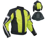 Giacca Moto estiva Tessuto Rete Mesh Traspirante Protezioni CE Omologate Fluo