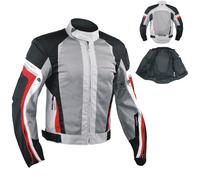 Summer Motorbike Mesh Sport RaceTouring CE Armored Jacket Motorcycle Grey-Red M