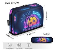 Summer Neon Coconut Tree Sunset Pencil Holder Case Grande Capacità Penna Caso Cosmetico Multifunzionale Storage Organizer per Studente College Scuola Preppy Bolsa para herramientas
