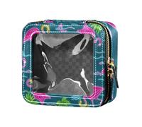 Summer Neon Flamingo Coconut Tree Blue Clear Makeup Bag Cosmetici Borse Cosmetici Organizzatore Caso per Volare