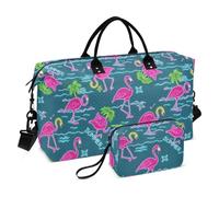 Summer Neon Flamingo Coconut Tree Blue Decorative Duffel Bag Gym Duffel Bag con Cinghia Regolabile per Sport Impermeabile bolsas para viajar