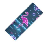Summer Neon Flamingo Wave Navy Blue stampato yoga opaco spessore 1 mm per palestra antiscivolo, con tappetino da yoga nastro di stoccaggio para ejercicio 180,3 x 66 cm