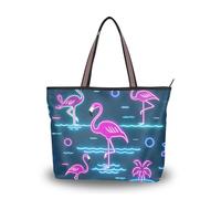 Summer Neon Flamingo Wave Navy Blue tessuto di seta borse con cerniera per le donne borse convenienti per le donne