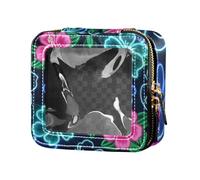 Summer Neon Hibiscus Frangipani Fiore Impermeabile Trasparente Trucco Bag Toiletry Bag Mini Contenitori Trucco per Volare