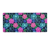 Summer Neon Hibiscus Frangipani Flower Sottile Grande Gaming Mouse pad per Scrivania Cool mat per Mouse 80 x 30 cm