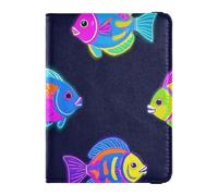 Summer Neon Tropical Fish Color Leather decorativo impermeabile porta passaporto documenti di viaggio Organizer Protector Travel passaporto portafoglio leggero, estate neon tropicale pesce colore, 1