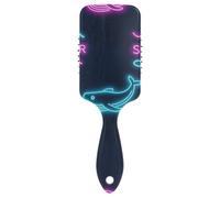 Summer Neon Whale Wave Black antistatico spazzola per capelli districante Progettato massaggiatore testa per capelli ricci con manico ergonomico cepillo anti crespo para cabello