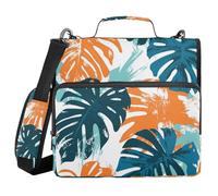 Summer Palm Leaves - Raccoglitore a 3 anelli con manico e tasca con cerniera, 3,8 cm, per scuola media
