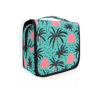 Summer Palm Tree Borse da viaggio verdi per articoli da toeletta con gancio appeso Grande borsa medicina verticale autoportante
