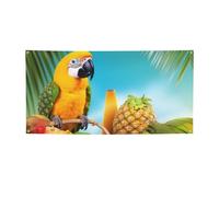Summer Parrot Ananas Birds Banner e segni Outdoor Indoor Party Decorazione Banner Personalizzato con Occhielli Sfondo Compleanno Sfondo Poster Foto Sfondo per Matrimonio Evento Piccolo