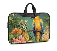 Summer Parrot Ananas Uccello Stampato In Pelle Borsa Messenger Borsa a Tracolla per Uomini Donne Viaggi Affari Ufficio Hangbag Laptop Pack Crossbody, Stile nero, 42x30.5cm