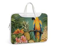 Summer Parrot Ananas Uccello Stampato In Pelle Borsa Messenger Borsa a Tracolla per Uomini Donne Viaggi Affari Ufficio Hangbag Laptop Pack Crossbody, Stile bianco, 37x28cm