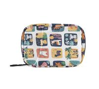 Summer Plaids - Borsa da viaggio tropicale con scomparti staccabili, pratico organizer per pillole da viaggio