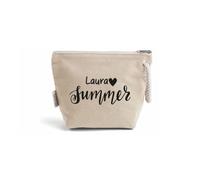 "Summer" Pochette Donna In Cotone Riciclato Personalizzata con Nome Idea Regalo Compleanno Estate Vacanze mare Trousse Porta Trucchi Oggetti Astuccio Con Stampa colorata