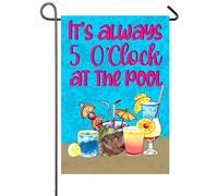 Summer Pool It'S Always 5 O'Clock At The Pool Bandiere Verticale Robuste Bandiera Durevole Bandiera Da Giardino Per Prato Cortile Festival 30X45Cm