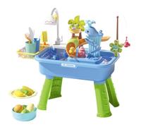 Summer Pool Toy Water Table - Kitchen Play Sink Activity Playset, Interactive Learning Equipment, Promoting Creativity Coordination Development | For Boys Girls Backyard Patio Beach Camping Daycare