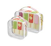 Summer Popsicle Fresh 2 Pack Clear Toiletry Bag Hanging TSA approvato impermeabile piccola borsa cosmetica da uomo kit da barba