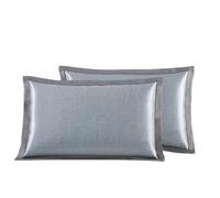 Summer Pure Color Ice Silk Pillowcase Cool Washable Single Person Cooling Mat Pair Set(B)