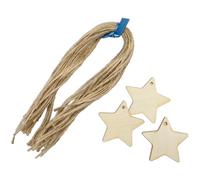 Summer-Ray - 40 piccole etichette in legno vuote con 40 spaghi di iuta, stelle in compensato tagliate al laser, per decorazioni festive, confezioni regalo e artigianato fai da te