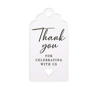 Summer-Ray - 50 etichette regalo con scritta "Thank You for Celebrating with Us", colore: Bianco
