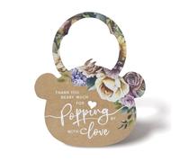 Summer-Ray 50 mini etichette per bottiglie di liquore/champagne a forma di testa di orsetto, con scritta "Thank You Beary Much for Popping by Baby Shower Party (Kraft Brown)