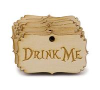 Summer-Ray 50pcs Alice nel Paese delle Meraviglie in Legno Bomboniere Tag (Drink Me)