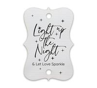 Summer-Ray - Etichette decorative per bomboniere e feste con scritta "Light Up The Night", 50 pezzi, in cartoncino per matrimoni e feste (lino bianco, stampa nera)