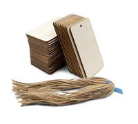 Summer-Ray, etichette in legno vuote da 7,6 cm con spago di iuta, 30 etichette in compensato tagliate al laser con 30 spaghi di iuta, etichette per regali, fai da te e decorazioni