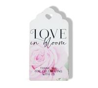 Summer-Ray, etichette per bomboniere nuziali, 50 pezzi, con scritta "Love in Bloom", con ritaglio a forma di cuore, etichette regalo di ringraziamento per addio al nubilato e celebrazioni
