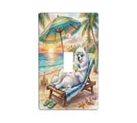 Summer Samoieds, piastra di copertura decorativa per interruttore della luce a 1 banda, per cuccioli costieri e spiaggia, piastra elettrica per stanza, copertura interruttore tropicale