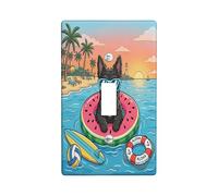Summer Scottish Terrier Dog Beach Decorative Light Switch Cover Piastra da parete 1 Gang Single Toggle, Coastal Puppy Beachy Nuotare Piastra elettrica per stanza, Copertura interruttore tropicale
