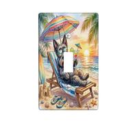 Summer Scottish Terrier Dog Beach Decorative Light Switch Cover Plate 1 Gang Single Toggle, Coastal Puppy Beachy Lounger Piastra elettrica per stanza, Copertura interruttore tropicale