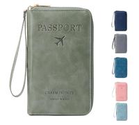 Summer Simple Plain Passport Cases Back To School, Travel Wallet, Multi-functional Zipper Travel Card Holder, for school,travel,outdoor (Green)