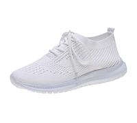 Summer Sneaker da donna estive estive scarpe da passeggio bianche tutte le scarpe da ginnastica nere per donne slip on single scarpe in mocassini bassi, traspiranti, per lavorare a maglia, bianco, 38