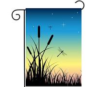 Summer Spring Scenery Dragonfly Night Sunset Over The Swamp Flag Resistente Alle Intemperie Bandiera Da Giardino Colore Vivido Bandiera Per Portico Cortile Prato 30X45Cm