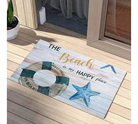 Summer Starfish The Beach Is My Happy Place Zerbino Ingresso Asciugatura Rapida Tappeto Da Bagno Trappola Sporco Tappeto Entrata Per Esterno Vasca Interno 40X60 Cm