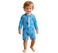 Summer Swimwear Piece Rash Guard Style with And Seashell Print for Sunny Beach Days (6-Sky Blue, 6-12 Months)