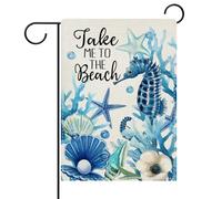 Summer Take Me To The Beach Coastal Seahorse Starfish Conch Coral Bandiere Durevole Bandiera Robuste Bandiere Verticale Per Interno Portico Esterno 30X45Cm